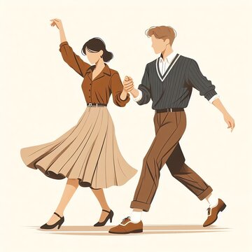 Vintage Style Swing Dance Couple Illustration