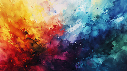 Obraz na płótnie Canvas Abstract watercolor background combines a spectrum of rainbow colors in a flowing pattern