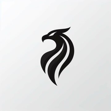 A minimalist logo featuring a sleek and stylish black eagle head on a white background
