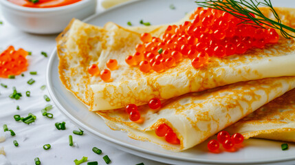 Delicious Blini with Red Caviar