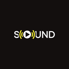 Sound logo with play button. music logo. play logo, music logo