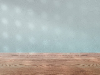 緑の壁とナチュラルで茶色い木目の床の背景画像素材、淡い影が入った壁とフローリングのバックグラウンド