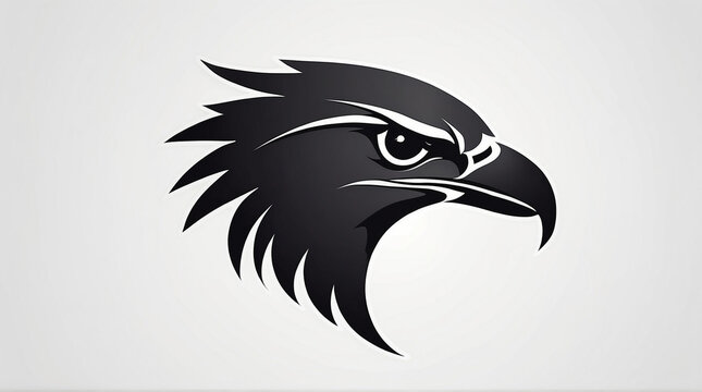A minimalist, logo featuring a sleek and stylized black falcon head against a white background awesome, professional, vector logo, simple Generated AI

