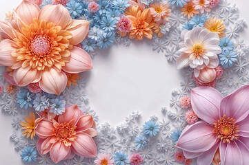 Colorful flower frame cute illustration