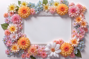 Colorful flower frame cute illustration