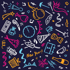 Happy New Year Seamless Pattern Background Vector