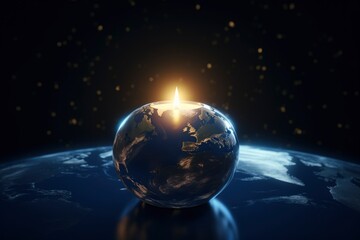 Earth hour concept 3d illustration element of this video furnished - generative ai