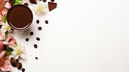 imaginative design composed of hot chocolate on white background, concept with copypace. Generative AI