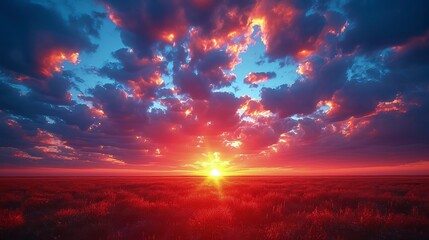 Fototapeta premium the evening sky is filled with Altocumulus clouds, adding dramatic colors to the beautiful sunset view.