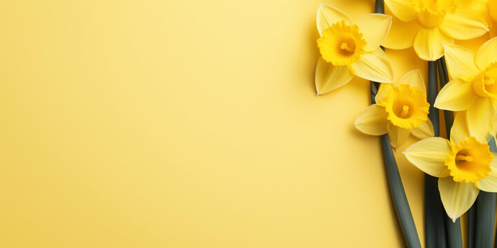 A yellow background with yellow flowers on the left side of the image .