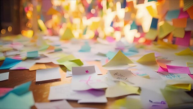Closeup of a cled paper with various dance moves scribbled on it, evidence of the teenagers brainstorming session for their dance challenge.