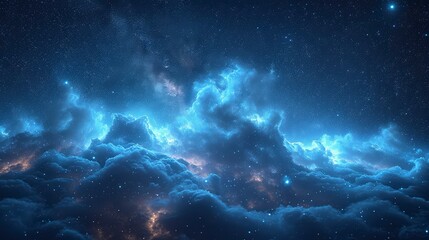 Fototapeta premium a clear night sky with the appearance of Noctilucent clouds that glow in the dark, creating a stunning sky view.