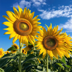 Blossoming Golden Sunflowers Under a Cerulean Sky