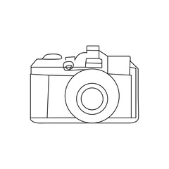 Camera continuous one line drawing  outline vector illustration