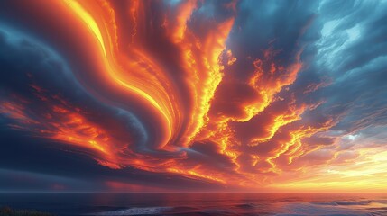 Fototapeta premium the evening sky with the presence of Lenticular clouds which form unique lenticular formations in the sky.