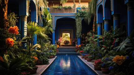 Fototapeta premium Garden, beautiful palace, generative ai