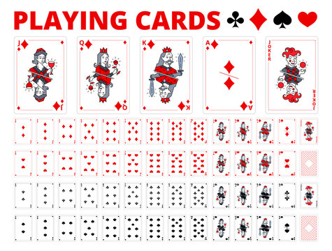 Playing cards mockup. Set of template. Poker kit. For game. Vector illustration.