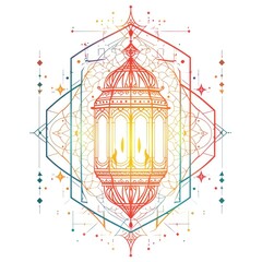 Ramadan illustration With Beautiful Lanterns isolated in white background