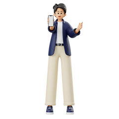 Obraz premium 3D Character Man Advertising Phone 