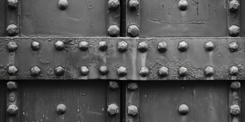A detailed close-up view of a metal structure with visible rivets. This image can be used to showcase industrial design, construction, or engineering concepts