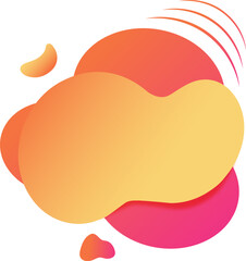 vector abstract fluid liquid elements with gradient neon colors, offer, speech bubble, orange, pink