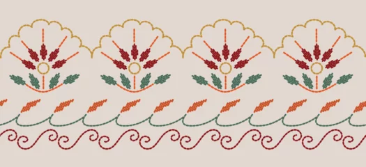 Cercles muraux Style bohème Motif ethnic pattern handmade border beautiful art. Ethnic leaf floral background art. folk embroidery  Mexican, Peruvian, Indian, Asia, Turkey Uzbek style. Embroidery pattern design hem skirt.