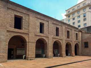Colonial arch gallery in the Jesuit yard of The Block of the Lights, Buenos Aires, Argentina