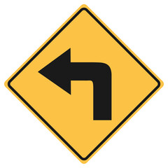Black and yellow turn left or turn right sign - obrazy, fototapety, plakaty