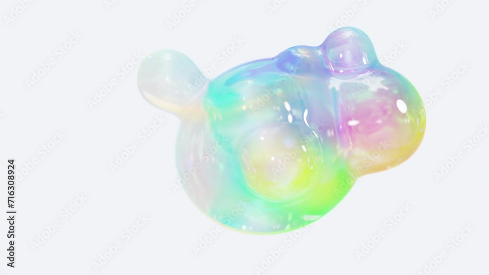 Aufkleber metaball animation of liquid blobs morphing. 3d abstract colorful metaballs background. bright holog