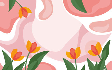 Abstract tulip background poster. Good for fashion fabrics, postcards, email header, wallpaper, banner, events, covers, advertising, and more. Valentine's day, women's day, mother's day background.