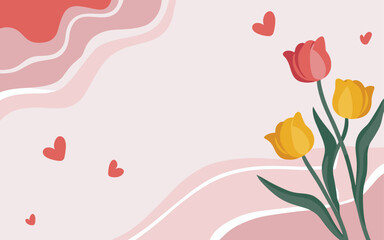 Abstract tulip background poster. Good for fashion fabrics, postcards, email header, wallpaper, banner, events, covers, advertising, and more. Valentine's day, women's day, mother's day background.
