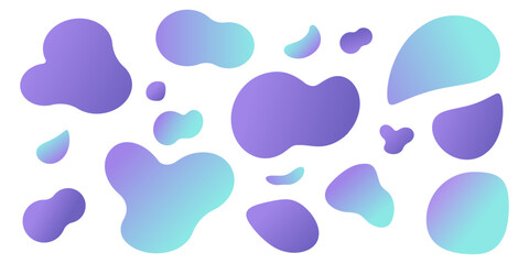 Fototapeta na wymiar set of vector abstract fluid liquid shapes with gradient neon colors, offer, speech bubble, blue, purple, y2k