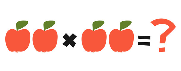 Arithmetic for children. Multiply. Study for kids. Flat design. Vector illustration.