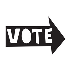 Black arrow with word - Vote. Vector illustration on white background.