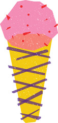Ice Cream Cone Risograph Abstract Element
