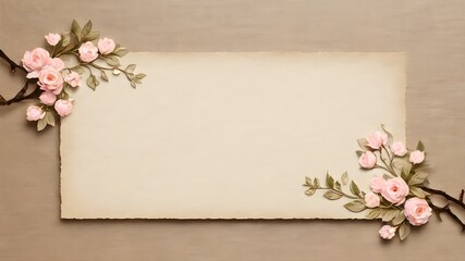framework for photo or congratulation with flowers, flowers on old paper,Vintage retro cardboard