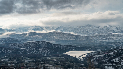 Winter landscape with snow in Eastern Anatolia, Bitlis, Turkey
