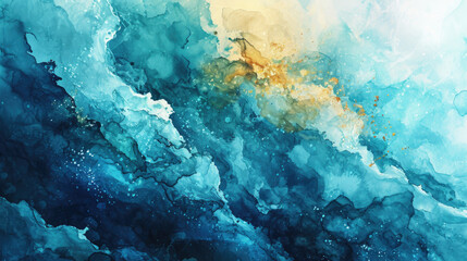 Abstract watercolor background combining calming shades of turquoise and teal