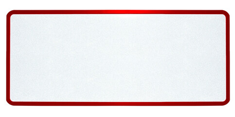 plaque d’immatriculation réfléchissante sans marquage avec bordure rouge, fond blanc  - obrazy, fototapety, plakaty