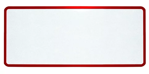 Foto op Canvas plaque d’immatriculation réfléchissante sans marquage avec bordure rouge, fond blanc  © Unclesam