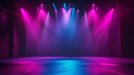 Türaufkleber spotlight, Modern dance stage light background with spotlight illuminated for modern dance production stage. Empty stage with dynamic color washes. Stage lighting art design, Ai generated image  © PixxStudio