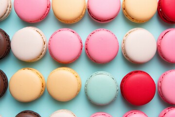 Fototapeta premium Macarons. Dessert. Macarons background. Confectionery. Sweet tooth. Excess weight