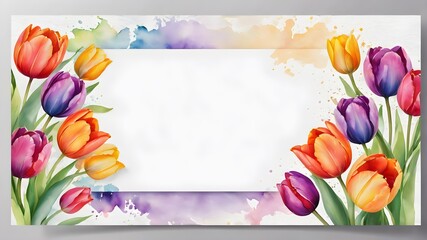watercolour Invitation  flower card mockup Card mockup with copy ,flower frame ,Birthday, Wedding, Mother's Day, Valentine's day, Women's Day. Front view