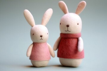 cute felt bunny statues. Generative AI