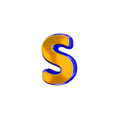 Glossy yellow alphabet with blue 3d letter s