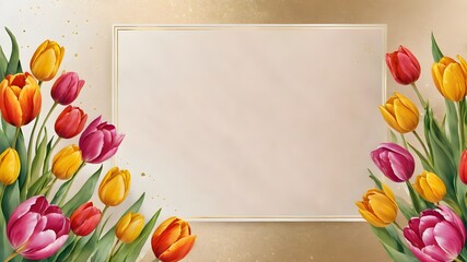 watercolour Invitation  flower card mockup Card mockup with copy ,flower frame ,Birthday, Wedding, Mother's Day, Valentine's day, Women's Day. Front view