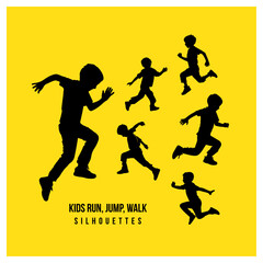 Kids silhouettes vector Black and White Vector Illustration