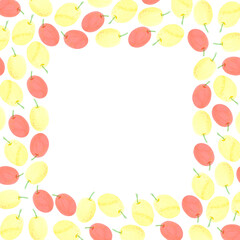 Hand drawn watercolor apricot frame border isolated on white background. Can be used for cards, label and other printed products.