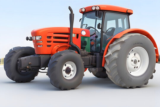 3d tractor on an isolated white background