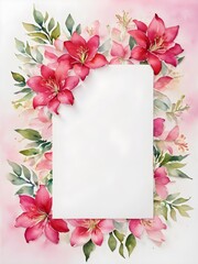 Obraz premium copy space for text card with flowers and leaves , watercolour , wedding invite,Happy Women's, Mother's, Valentine's Day, birthday greeting card design.